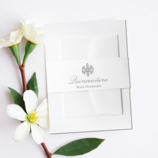Silver Snowflake Winter Quinceanera Uitnodigingen Wikkel