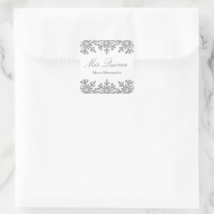 Silver Snowflake Winter Quinceanera Vierkante Sticker