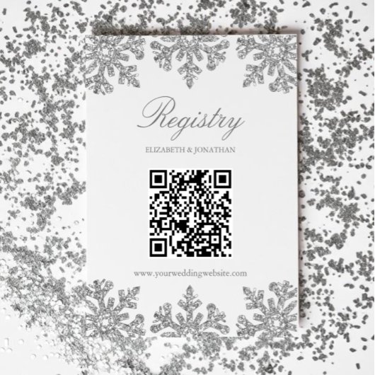 Silver Snowflake Winter Registry Informatiekaartje