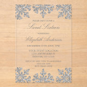Silver Snowflake Winter Sweet 16 Acryl Uitnodigingen (Voorkant)