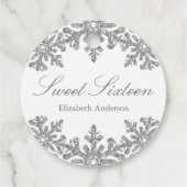 Silver Snowflake Winter Sweet 16 Bedankjes Labels (Achterkant)