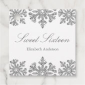 Silver Snowflake Winter Sweet 16 Bedankjes Labels (Voorkant)