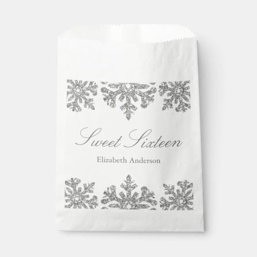 Silver Snowflake Winter Sweet 16 Bedankzakje (Voorkant)