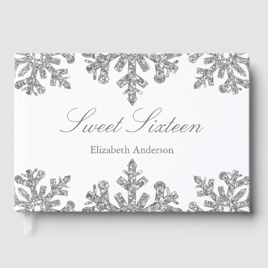 Silver Snowflake Winter Sweet 16 Gastenboek (Voorkant)