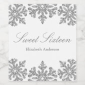 Silver Snowflake Winter Sweet 16 Wijn Etiket (Enkel label)