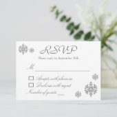 Silver Snowflake Winter Sweet Sixteen RSVP Kaartje (Staand voorkant)