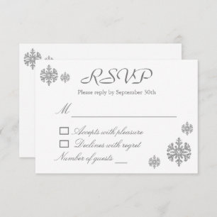 Silver Snowflake Winter Sweet Sixteen RSVP Kaartje