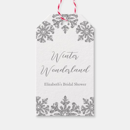 Silver Snowflake Winter Vrijgezellenfeest Cadeaulabel (Voorkant)