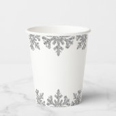Silver Snowflake Winter Vrijgezellenfeest Papieren Bekers (Achterkant)