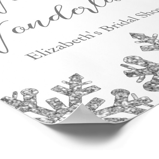 Silver Snowflake Winter Vrijgezellenfeest Poster (Hoek)