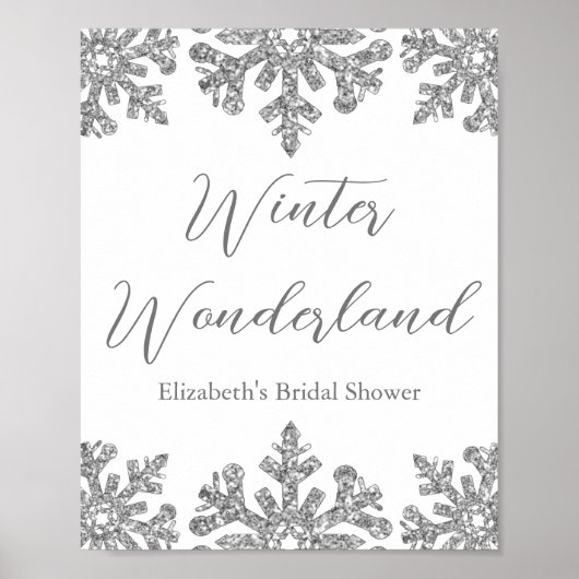 Silver Snowflake Winter Vrijgezellenfeest Poster (Voorkant)