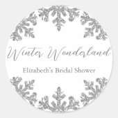 Silver Snowflake Winter Vrijgezellenfeest Ronde Sticker (Voorkant)