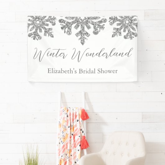 Silver Snowflake Winter Vrijgezellenfeest Spandoek (Insitu)