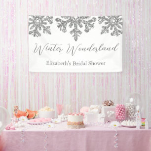 Silver Snowflake Winter Vrijgezellenfeest Spandoek