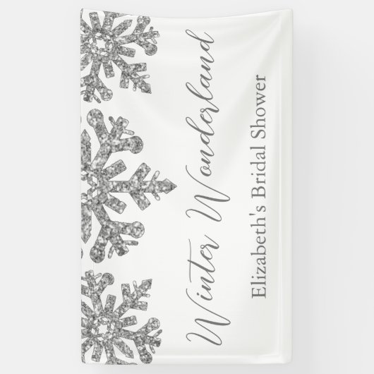 Silver Snowflake Winter Vrijgezellenfeest Spandoek (Verticaal)