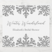 Silver Snowflake Winter Vrijgezellenfeest Sparkling Wijnetiket (Enkel label)