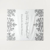 Silver Snowflake Winter Vrijgezellenfeest Wandkleed (Voorkant (horizontaal))
