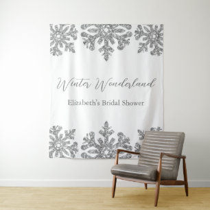 Silver Snowflake Winter Vrijgezellenfeest Wandkleed