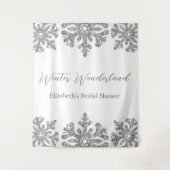 Silver Snowflake Winter Vrijgezellenfeest Wandkleed (Voorkant)
