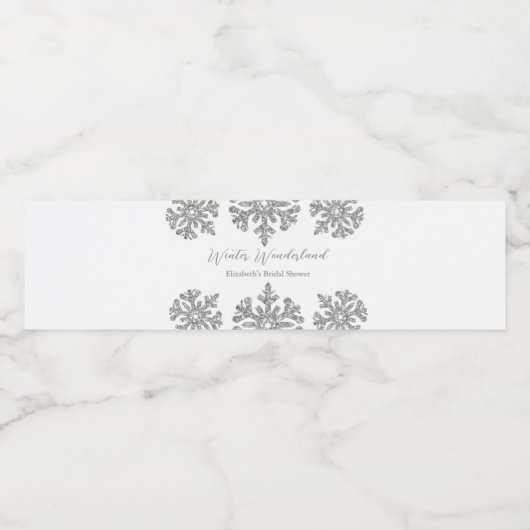 Silver Snowflake Winter Vrijgezellenfeest Waterfles Etiket (Enkel label)