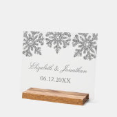 Silver Snowflake Winter Wedding Acryl Bord (Hoek)