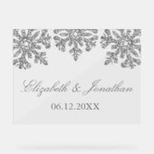 Silver Snowflake Winter Wedding Acryl Bord (Voorkant)