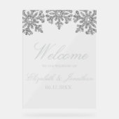 Silver Snowflake Winter Wedding Acryl Bord (Voorkant)