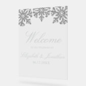 Silver Snowflake Winter Wedding Acryl Bord (Hoek)