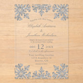 Silver Snowflake Winter Wedding Acryl Uitnodigingen (Voorkant)