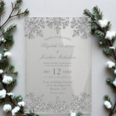Silver Snowflake Winter Wedding Acryl Uitnodigingen