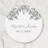 Silver Snowflake Winter Wedding Bedankjes Labels (Voorkant)