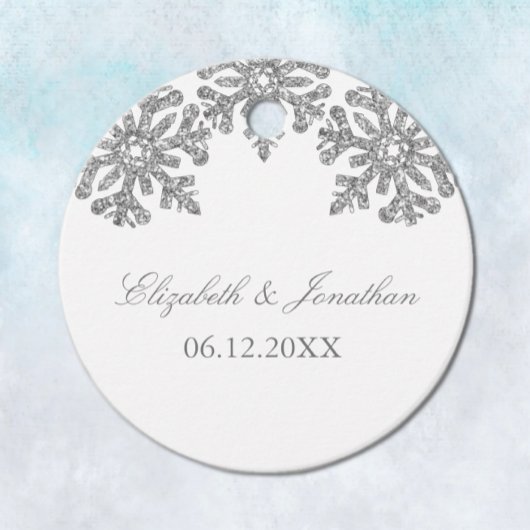 Silver Snowflake Winter Wedding Bedankjes Labels