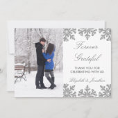 Silver Snowflake Winter Wedding Bedankkaart (Voorkant)