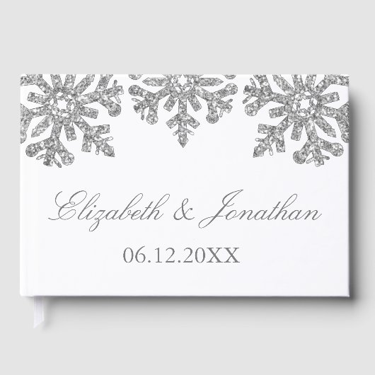 Silver Snowflake Winter Wedding Gastenboek (Voorkant)