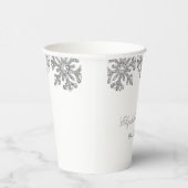 Silver Snowflake Winter Wedding Papieren Bekers (Rechts)