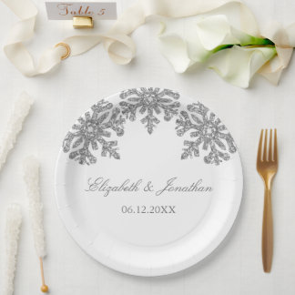 Silver Snowflake Winter Wedding Papieren Bordje