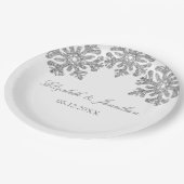 Silver Snowflake Winter Wedding Papieren Bordje (Gekanteld)