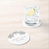 Silver Snowflake Winter Wedding Ronde Kartonnen Onderzetter (Insitu)