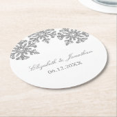 Silver Snowflake Winter Wedding Ronde Kartonnen Onderzetter (Gebogen)