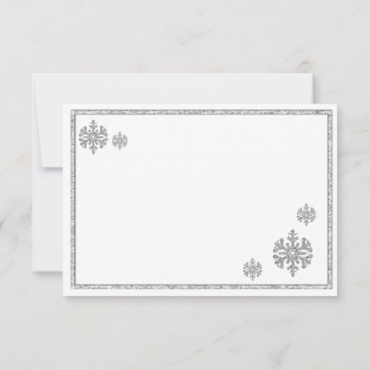Silver Snowflake Winter Wedding RSVP Kaart (Achterkant)