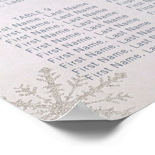 Silver Snowflake Winter Wedding Seding Chart Poster (Hoek)
