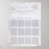 Silver Snowflake Winter Wedding Seding Chart Poster (Voorkant)