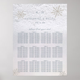 Silver Snowflake Winter Wedding Seding Chart Poster
