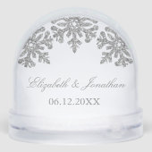 Silver Snowflake Winter Wedding Sneeuwbol (Achterkant)