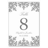 Silver Snowflake Winter Wedding Table Number Kaart (Voorkant)