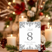 Silver Snowflake Winter Wedding Table Number Kaart