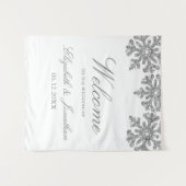 Silver Snowflake Winter Wedding Wandkleed (Voorkant (horizontaal))