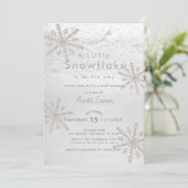 Silver Snowflake Winter White Baby shower Kaart (Staand voorkant)