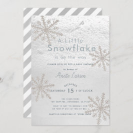 Silver Snowflake Winter White Baby shower Kaart