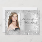 Silver Snowflake Winter Wonderland Afstuderen Kaar Kaart (Voorkant)